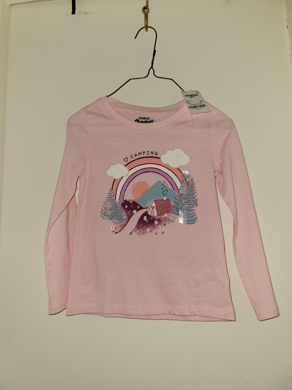 OshKosh B'gosh Light Pink Camping Rainbow Long-Sleeve Tee